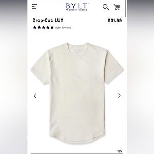 NWT BYLT Premium Basics Drop Cut Lux Mens XL in Bone